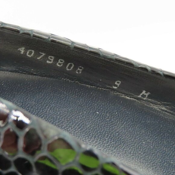 Stuart Weitzman Women 8 M Black Patent Snakeskin Leather 4079808 Peep Toe Heels - Picture 9 of 11